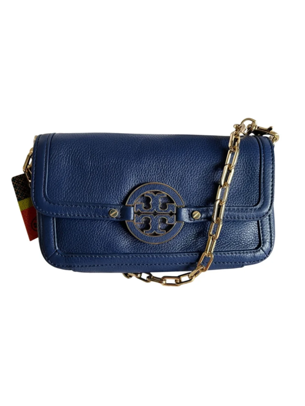 Tory Burch NWT Crossbody Bag LEATHER Indigo Blue AMANDA MINI